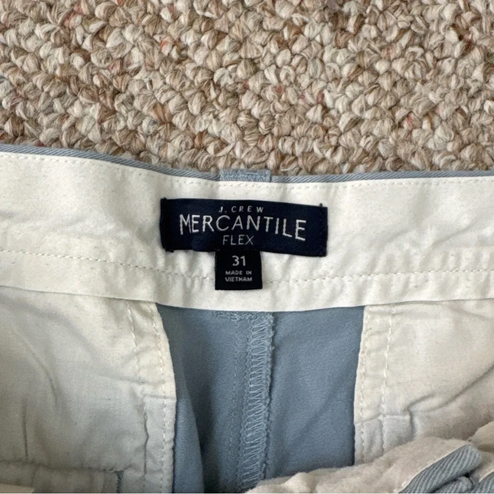 J.Crew Men's Light Blue Flat Front Mercantile Flex Chino Shorts 31